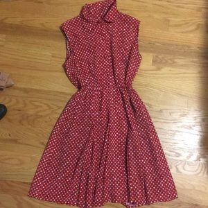 Red polka dot vintage shirt dress